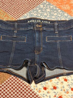 American Eagle Next Level Stretch Micro Shorts Blue Denim Size 8